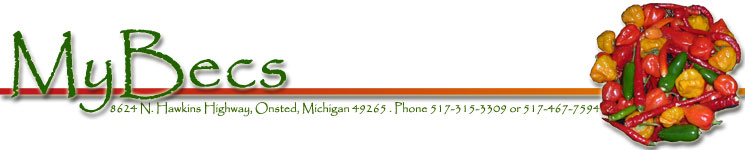 MyBecs, Select, hot, pepper, shakers, home, grown, Michigan, capcaicin, capcaisin, scoville, units, dried, fresh, habanero, cayenne, jalapeno, serrano, thai